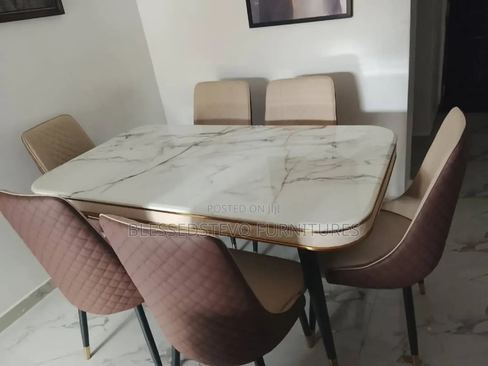 Blessed Stevo Marble Dining Table With 6 Chairs