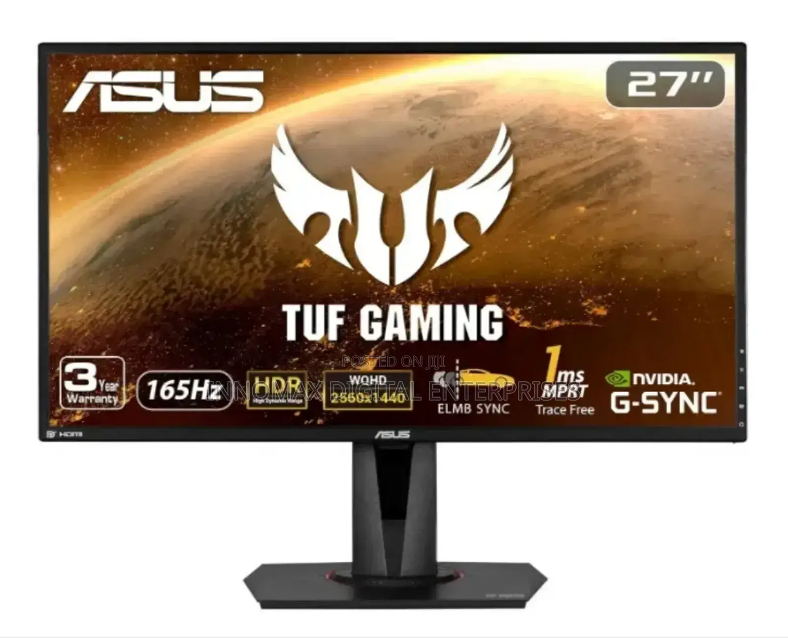 Asus Tuf Gaming 27" HDR Gaming Monitor QHD 165hz,1ms,Speaker,G-Sync