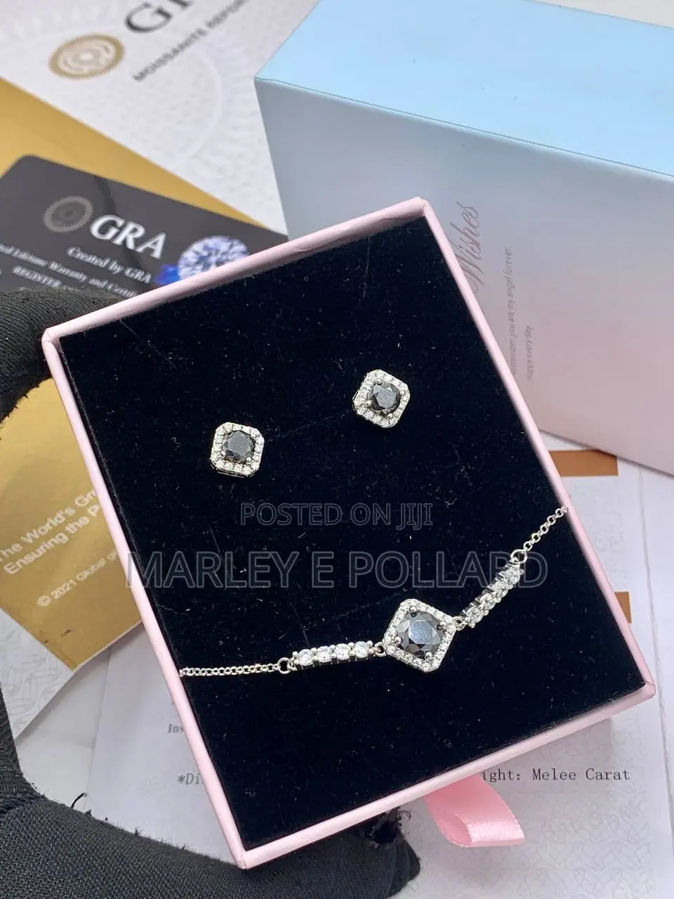 Sterling Silver Moissanite Necklace Earrings Combo