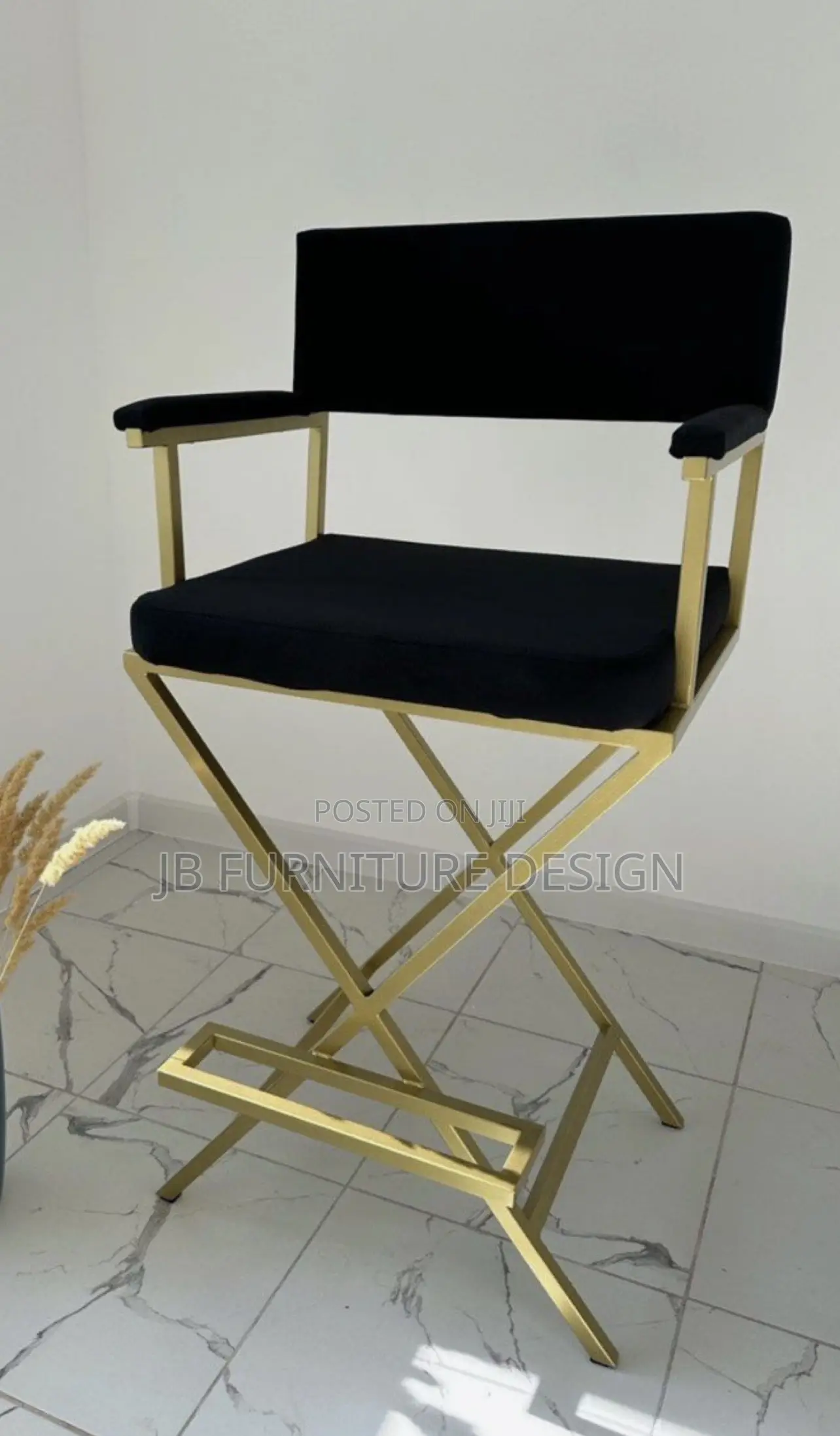 Velvet Barstool or Salon Chair or Director Chair