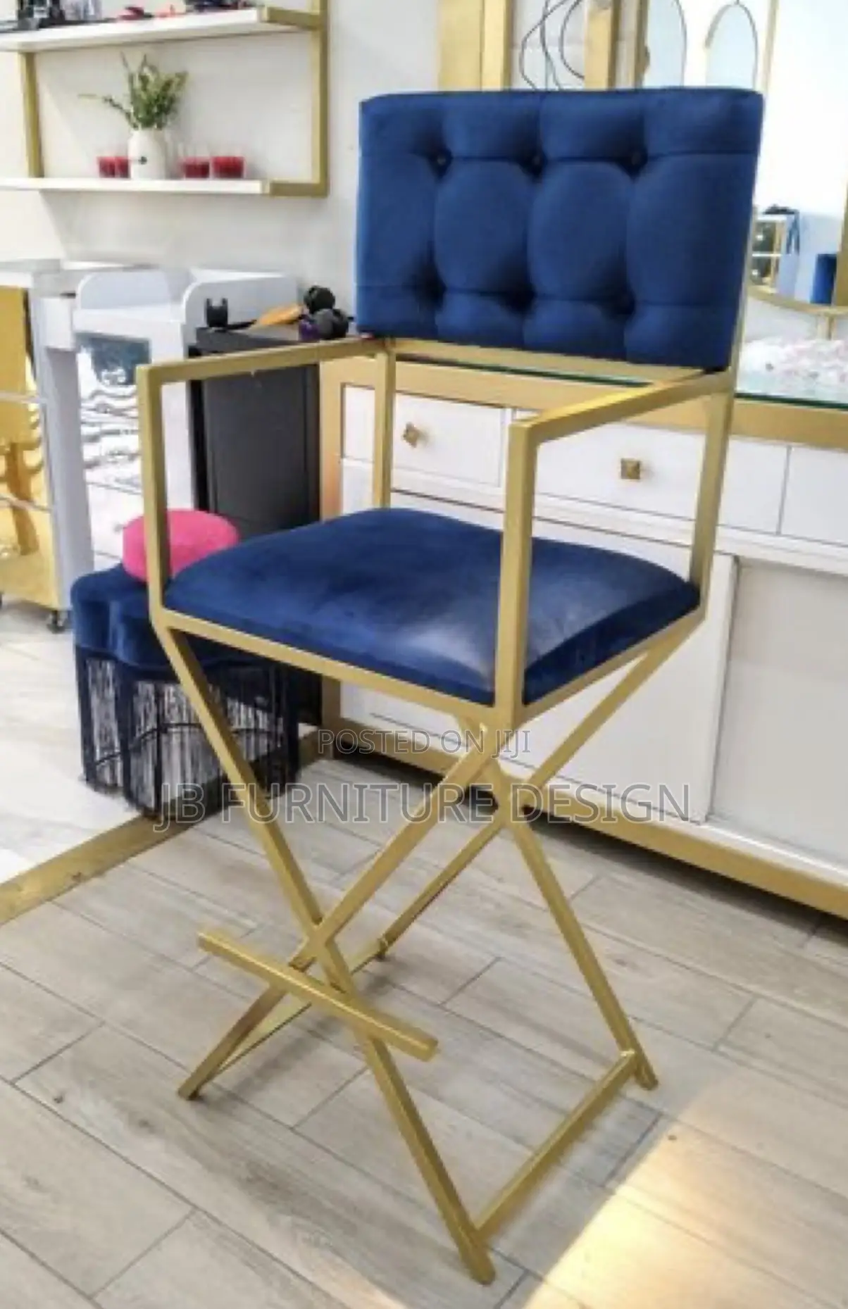 Velvet Barstool or Salon Chair or Director Chair