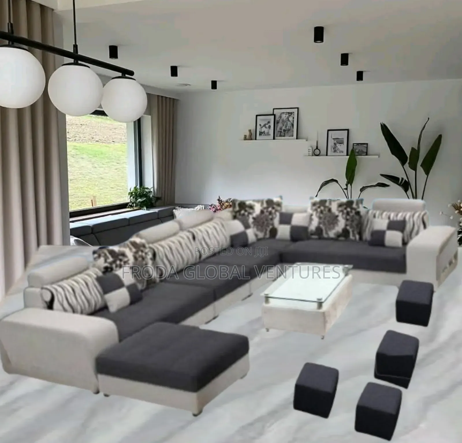 Lovely Livingroom Couch. U-Shape Sofa Chairs,Table N Stools