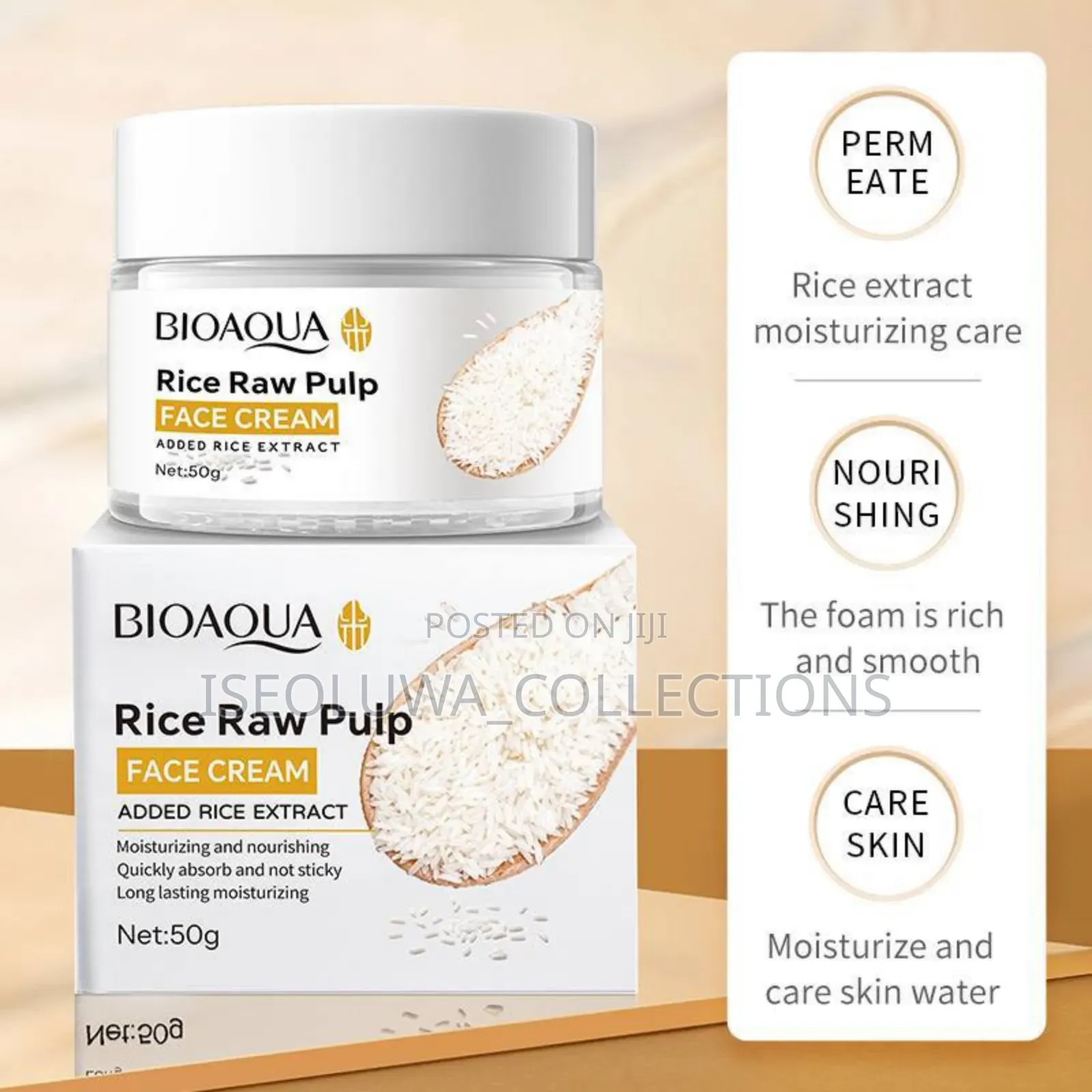 Bioaqua Rice Raw Pulp Face Cream (50g)