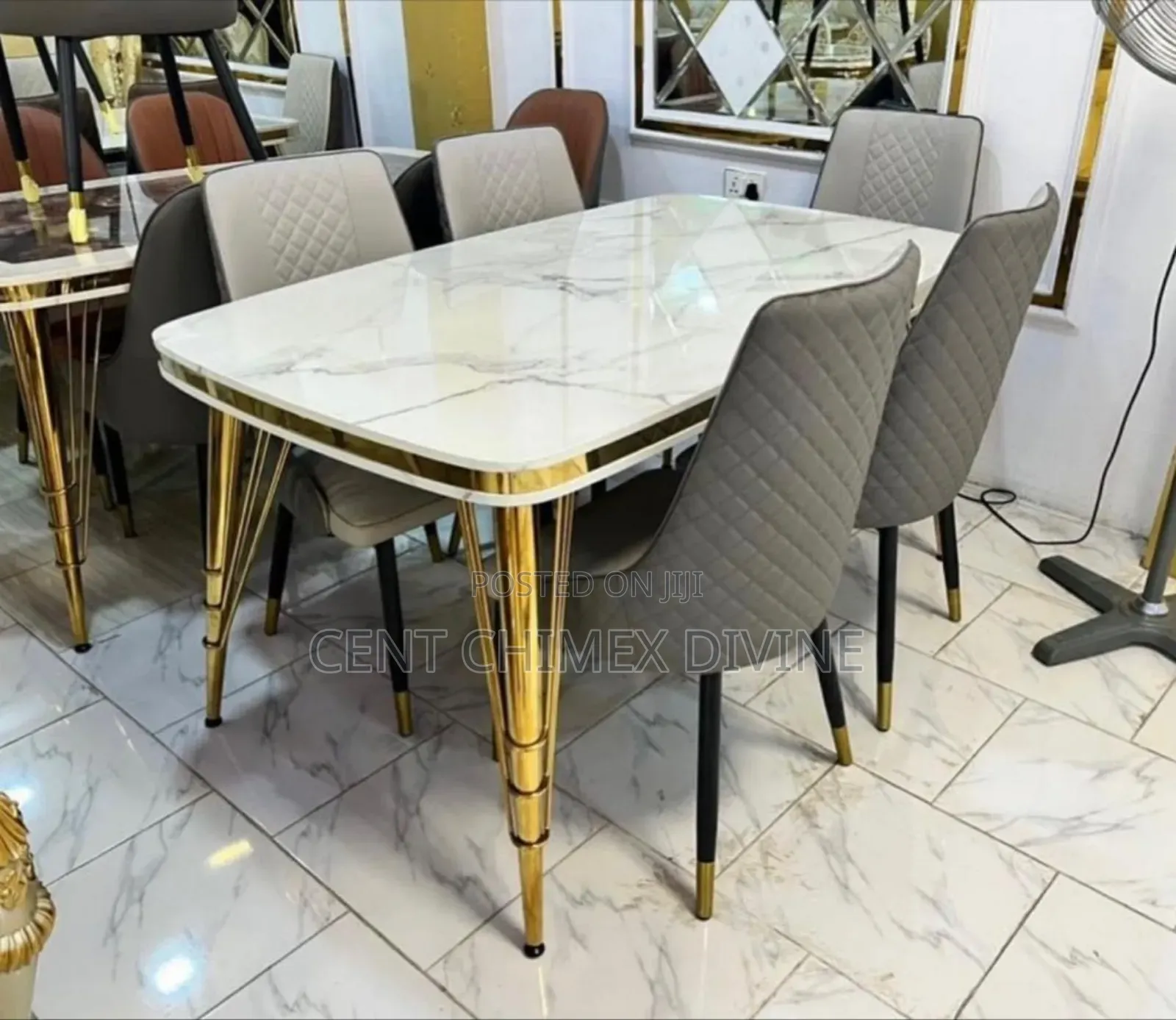 Gold 6 Seater Dinning Table and Chairs