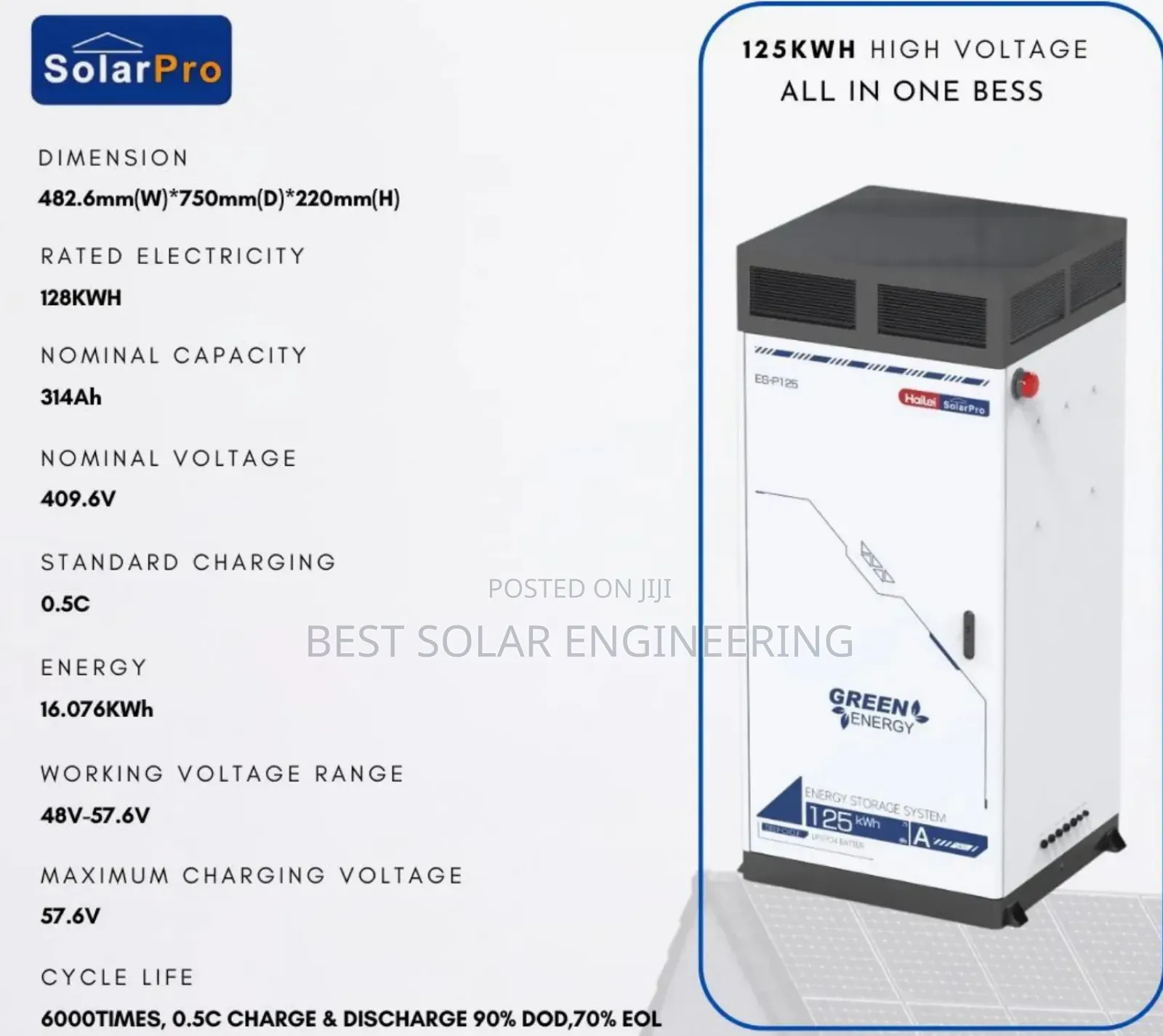 50kva Solar System With 125kwh Lithium Battery (Solarpro)