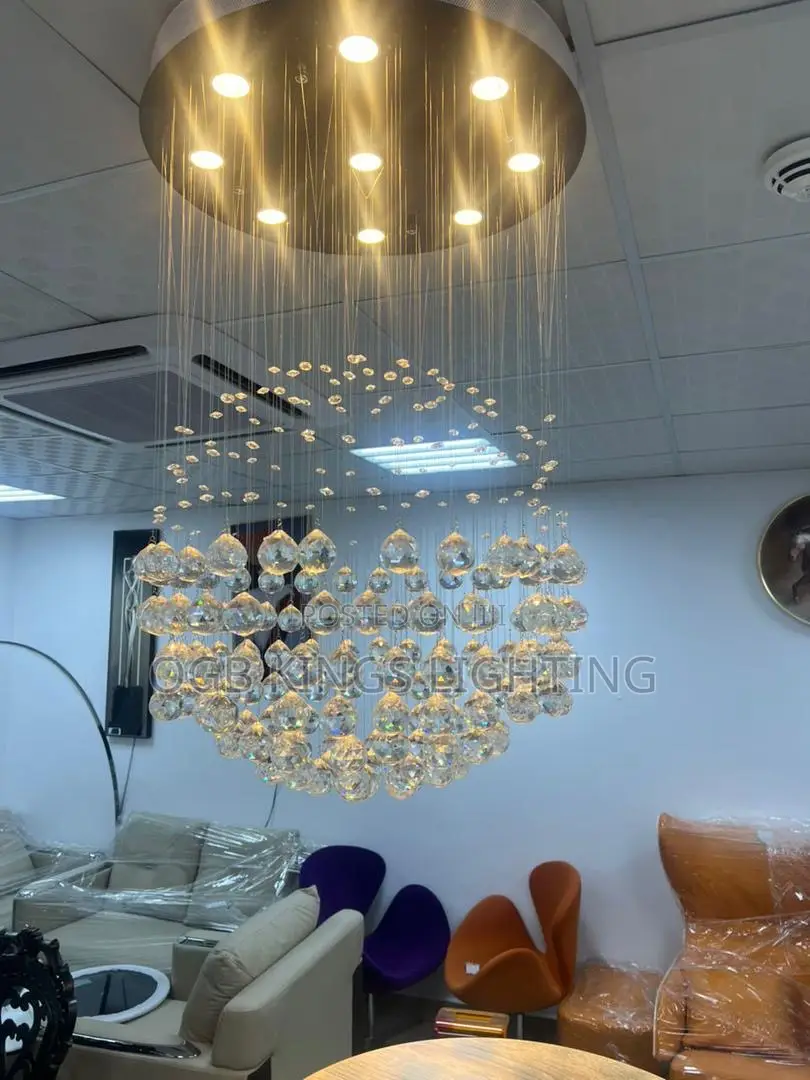 Round Crystal Ceiling Chandelier for Living Dining Room Bedroom Ball
