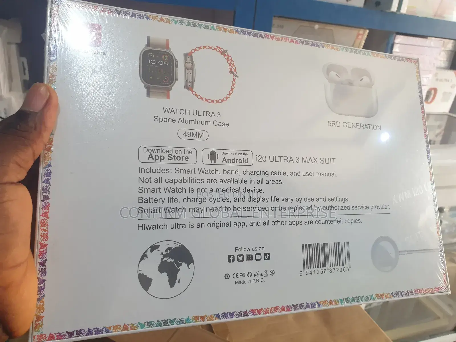 I20 Ultra 3 Max Suit (10 in 1 Set) Super Smart Watch With Bt Earpod