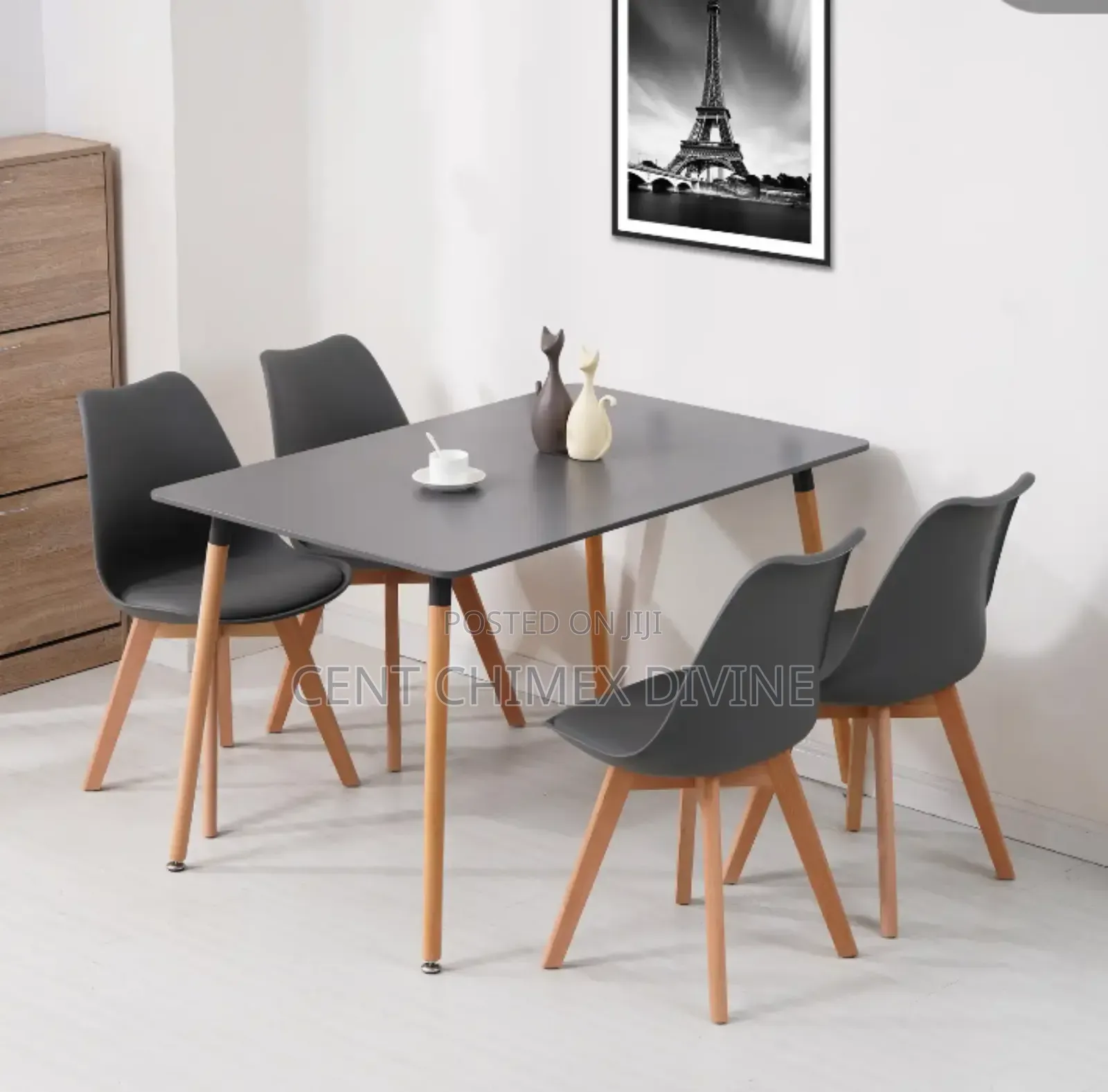 120*80 Wood Top Table With Cross Leg Chairs