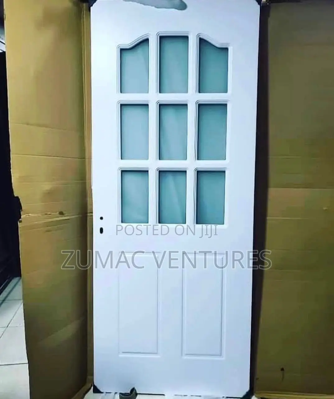 White Wooden Door With Glass for Kitchen
