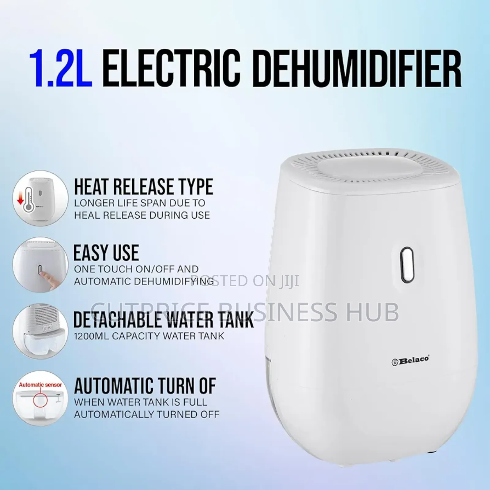 Belaco Bdd01l Dehumidifier 1200ml Portable Air Dehumidifier