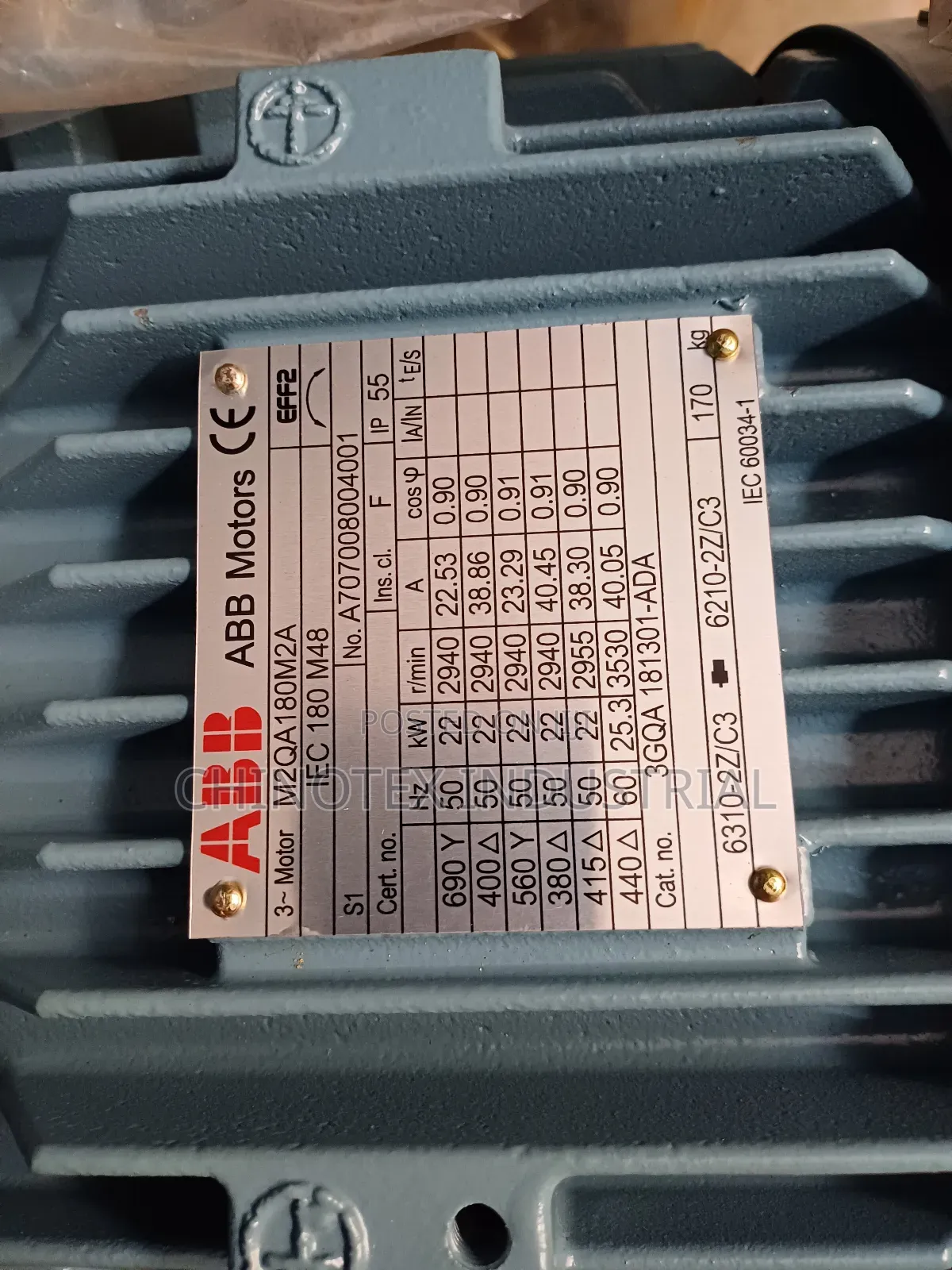 Abb Electric Motor 22kw/30hp 2940rpm 380/415v