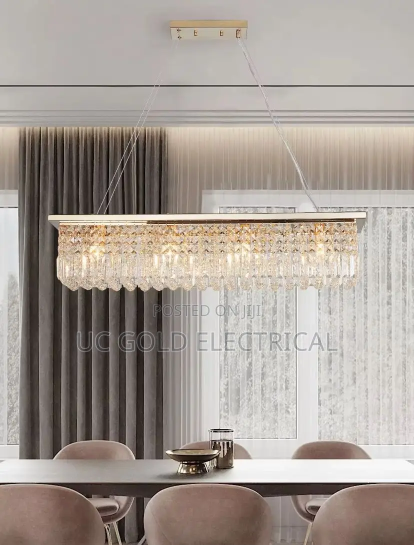 Modern Rectangular Crystal Chandelier Rectangle Raindrop Led Pendant