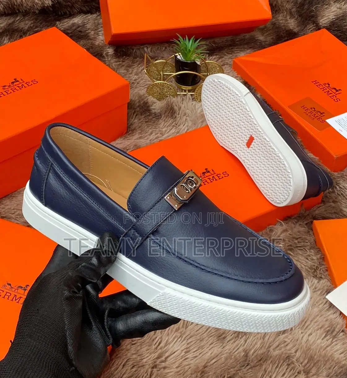 Hermes Paris Luxury Quality Men Designer Leather Loafers Shoe