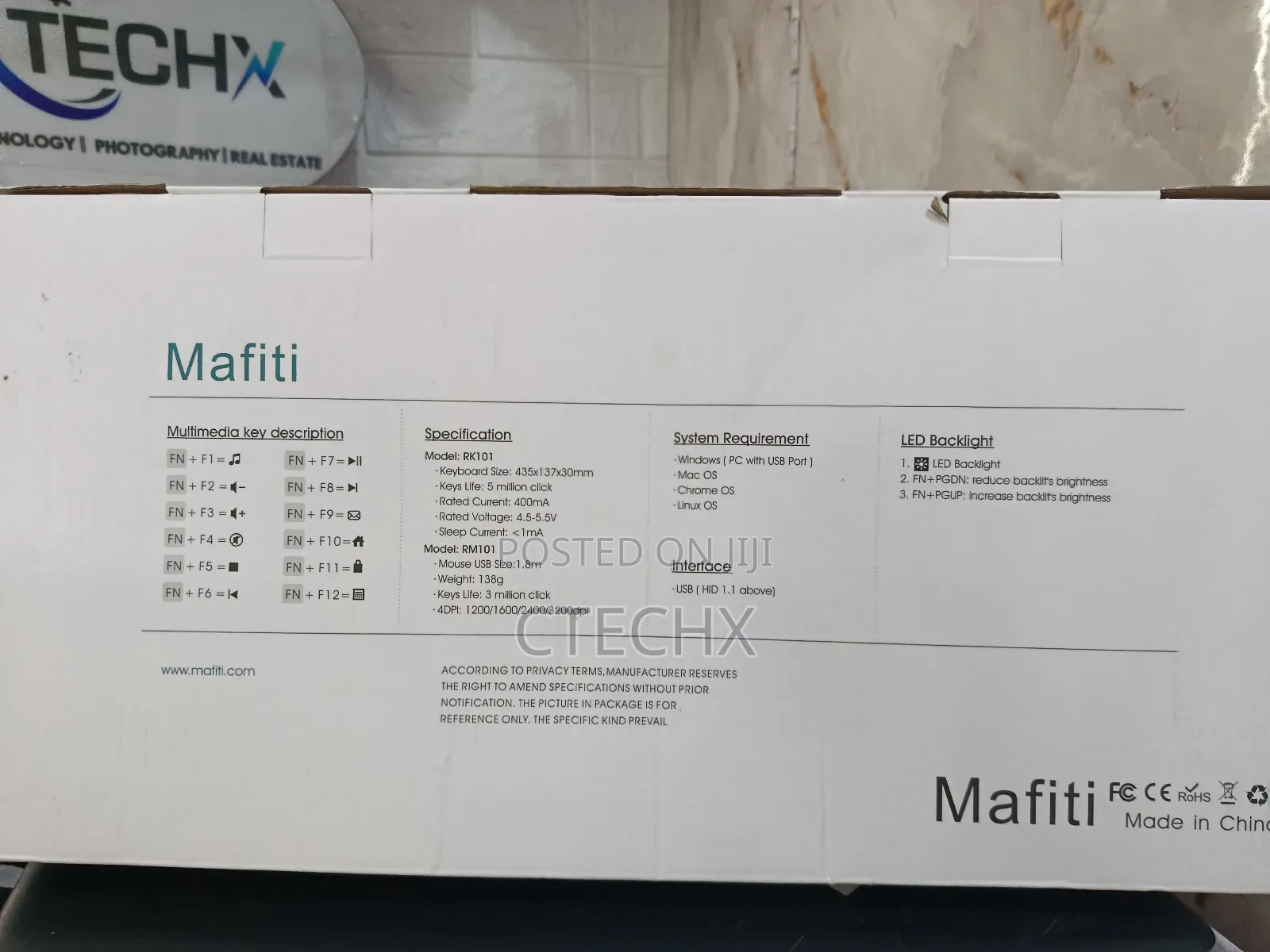 Mafiti Keyboard And Mouse Set, Rainbow Colours For Gaming And Office