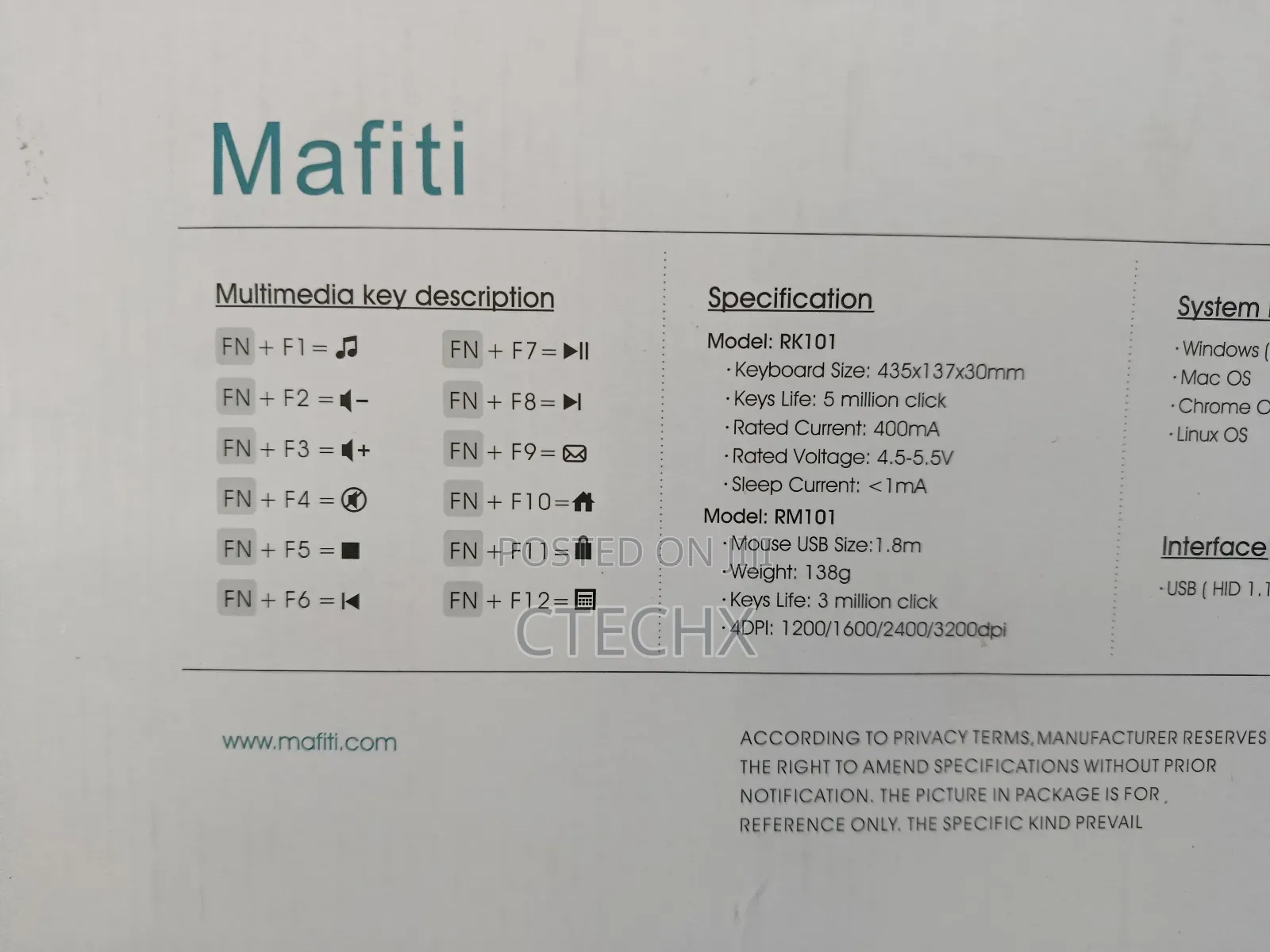 Mafiti Keyboard And Mouse Set, Rainbow Colours For Gaming And Office