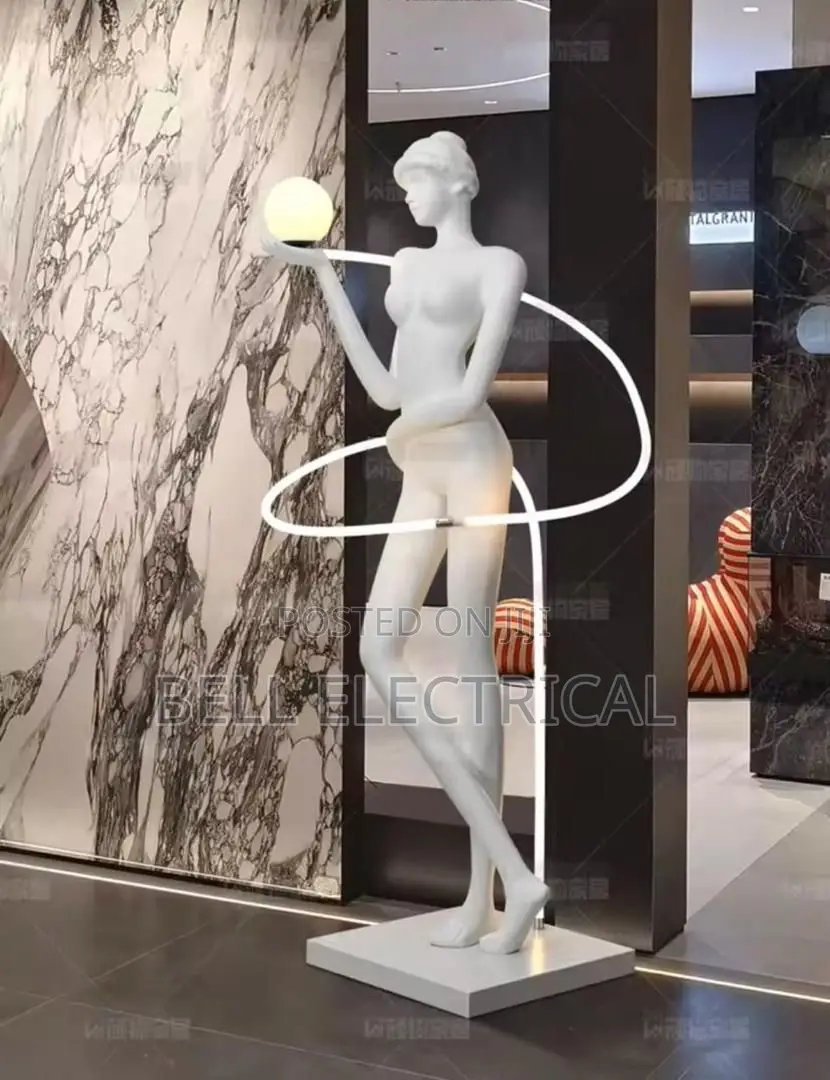 Modern Art Floor Exercise Ribbon Muse Sculpture Floor Lamp, Ornament