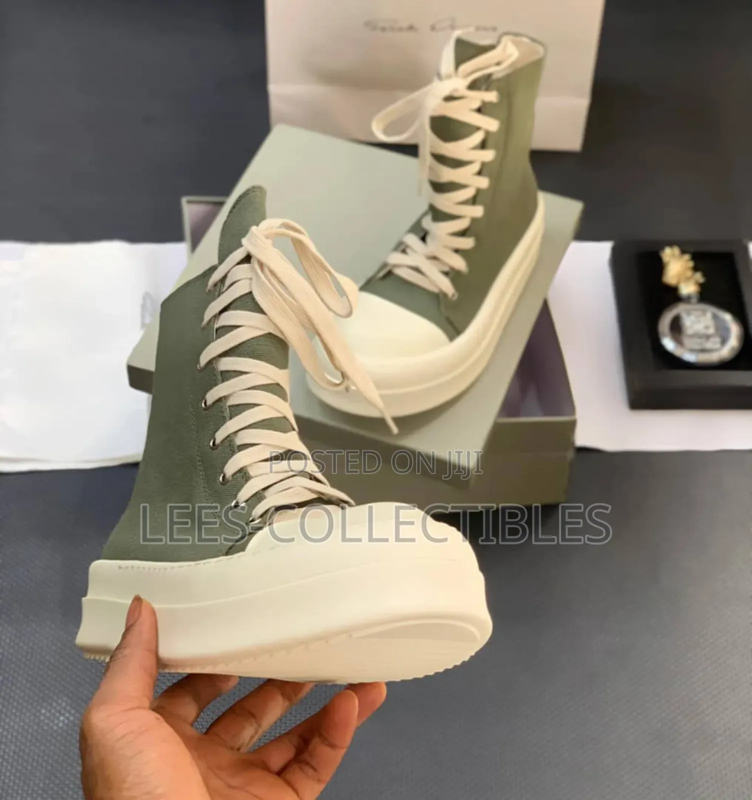 Best Quality Green Rick Owens High Top Sneakers