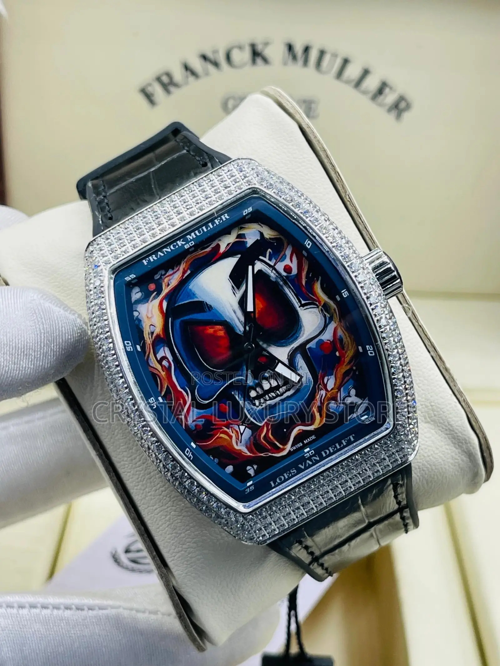 Franck Muller Quality Luxury Men Iced Face Automatic Engine Wristwatch
