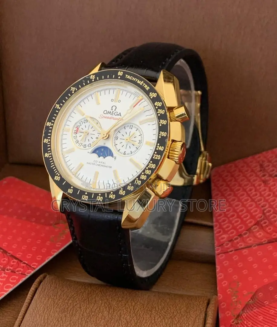 Omega Quality Luxury Men Genuine Leather Wristwatch