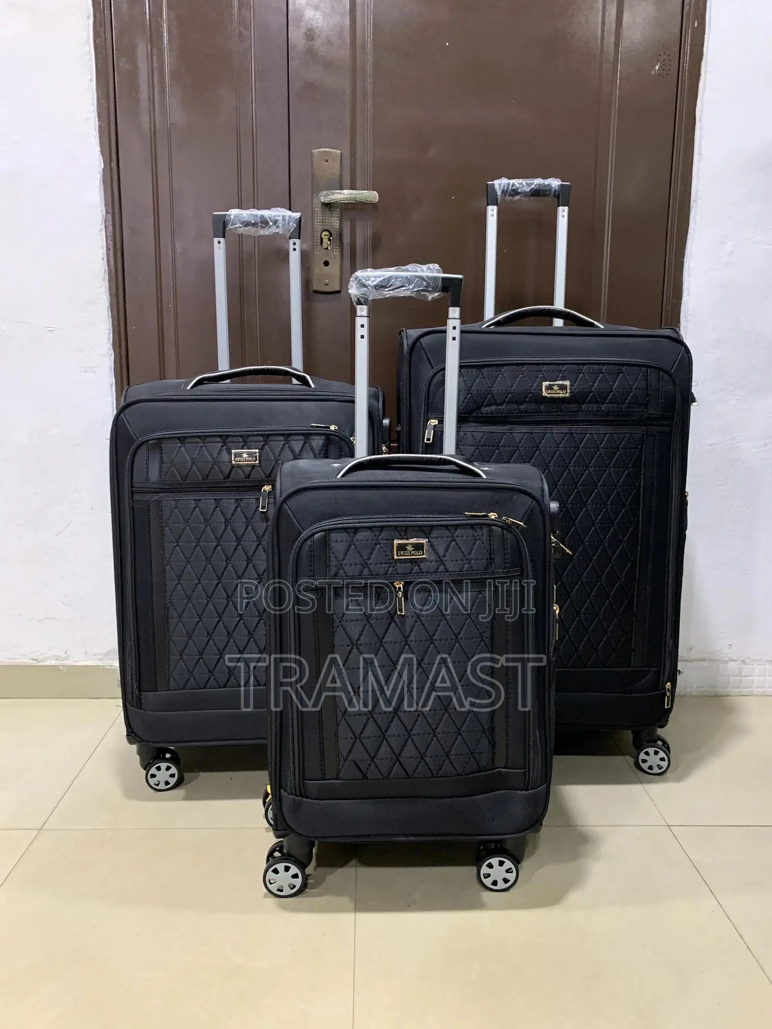 Swiss Polo 3-piece Polyester Luggage Set – Black