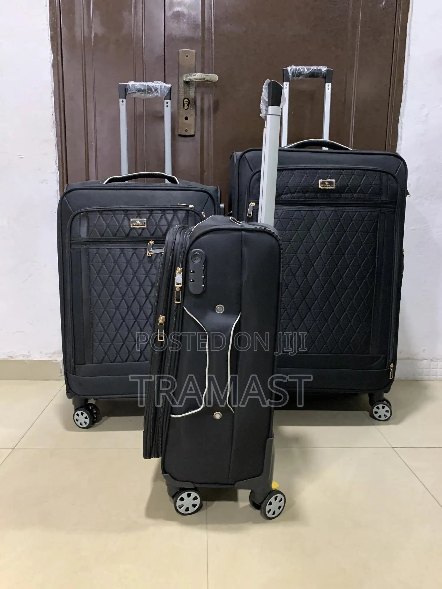 Swiss Polo 3-piece Polyester Luggage Set – Black