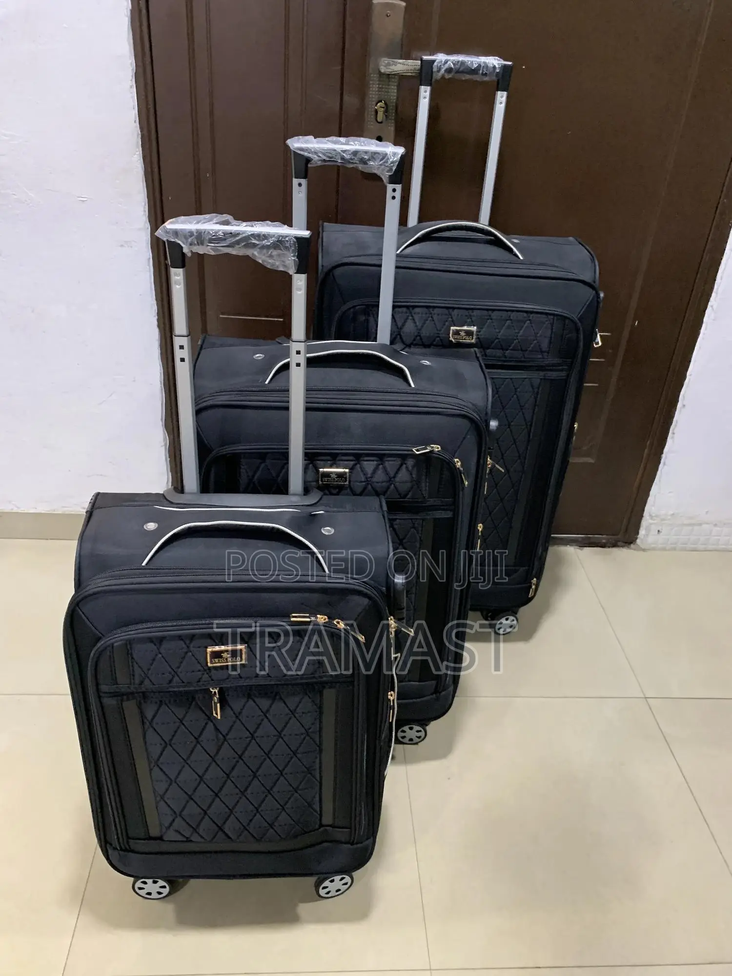 Swiss Polo 3-piece Polyester Luggage Set – Black