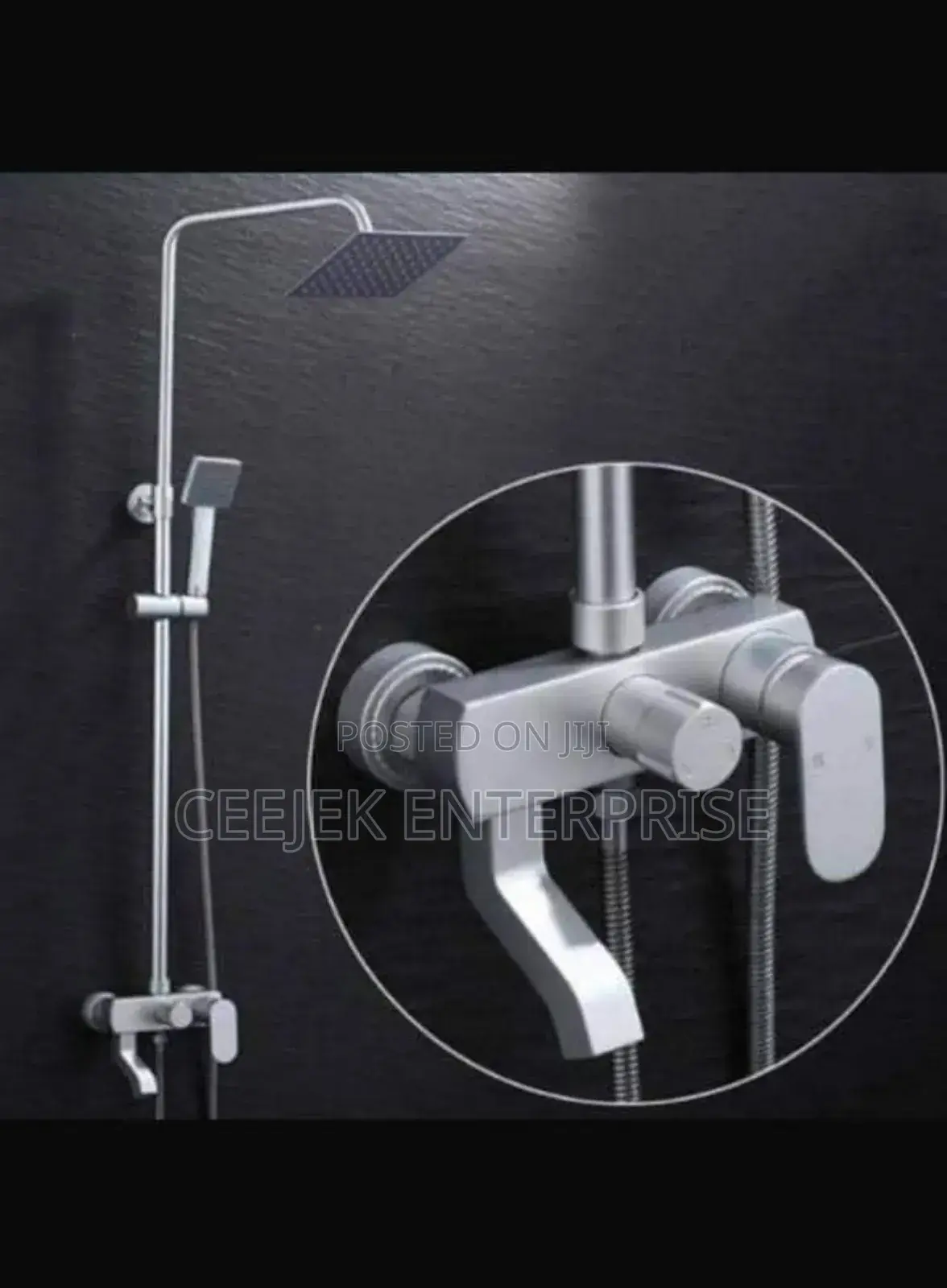 White Aluminum Standing Shower