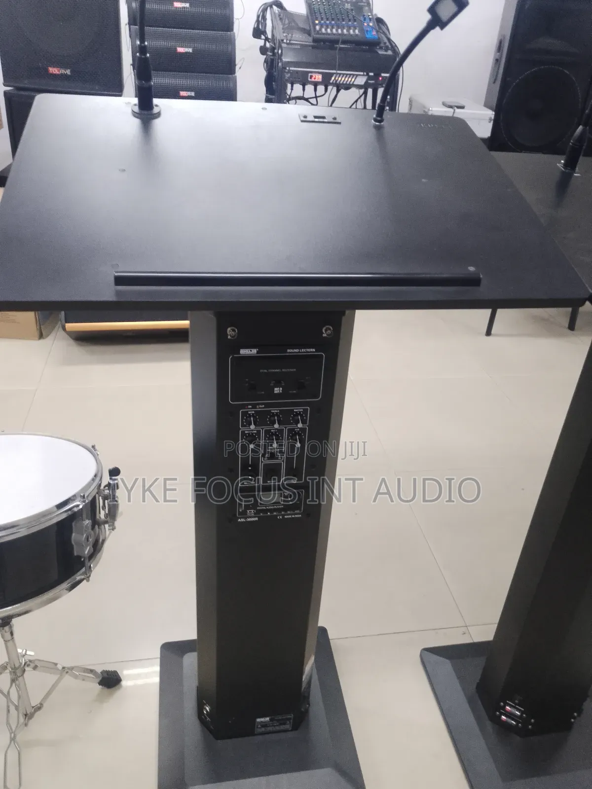 Lectern Podium With Goose Neck Microphone