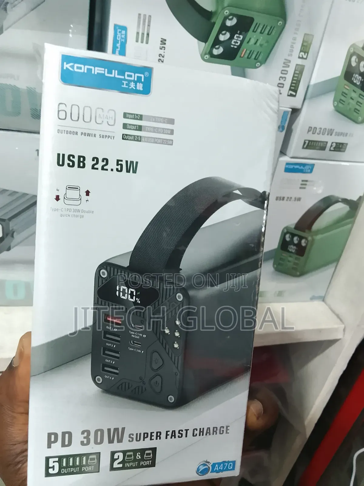 Konfulon Power Bank 60000mah Fast Charge Usb 22.5w Typec 30w