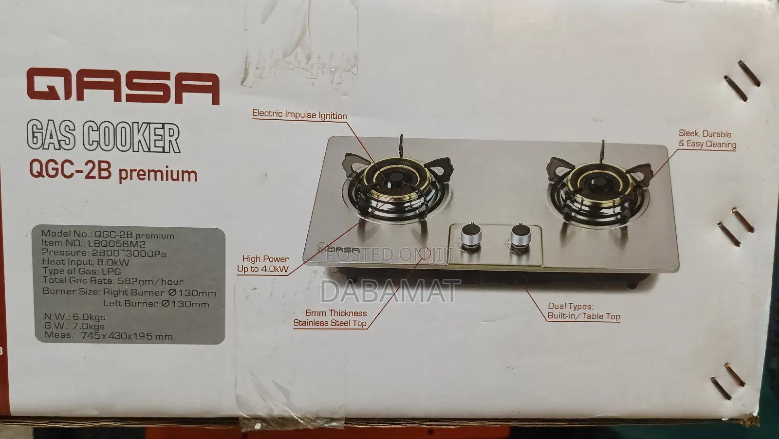 Qasa Premium 2 Burner Table Top Gas Cooker