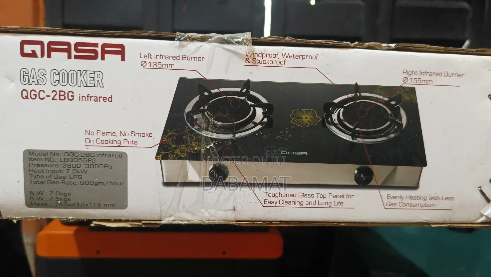 Qasa Infrared Double Burner Gas Cooker
