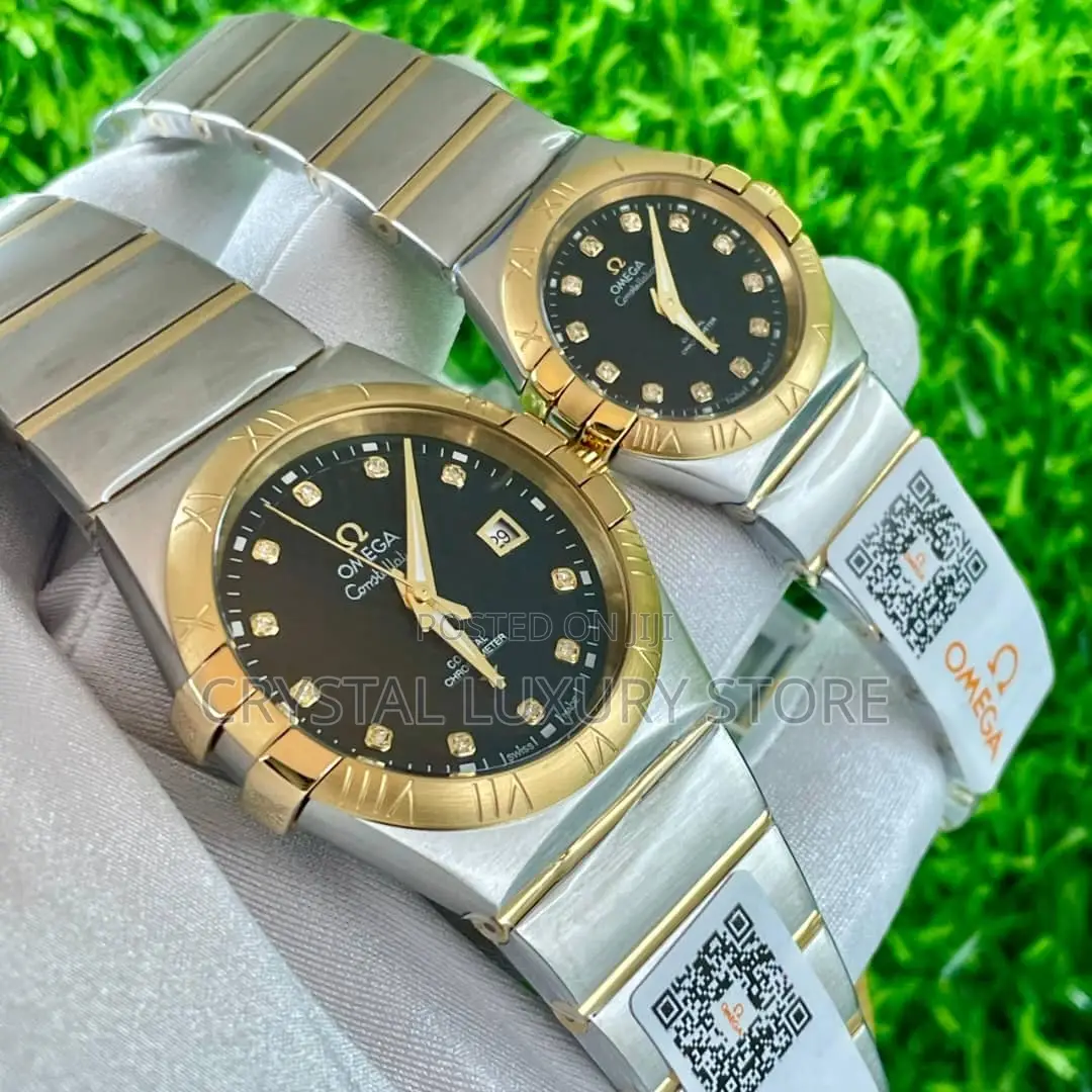Omega Quality Luxury Men Couples Set Chain Strap Wristwatch