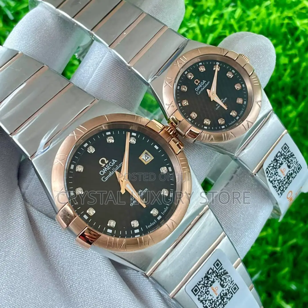 Omega Quality Luxury Men Couples Set Chain Strap Wristwatch