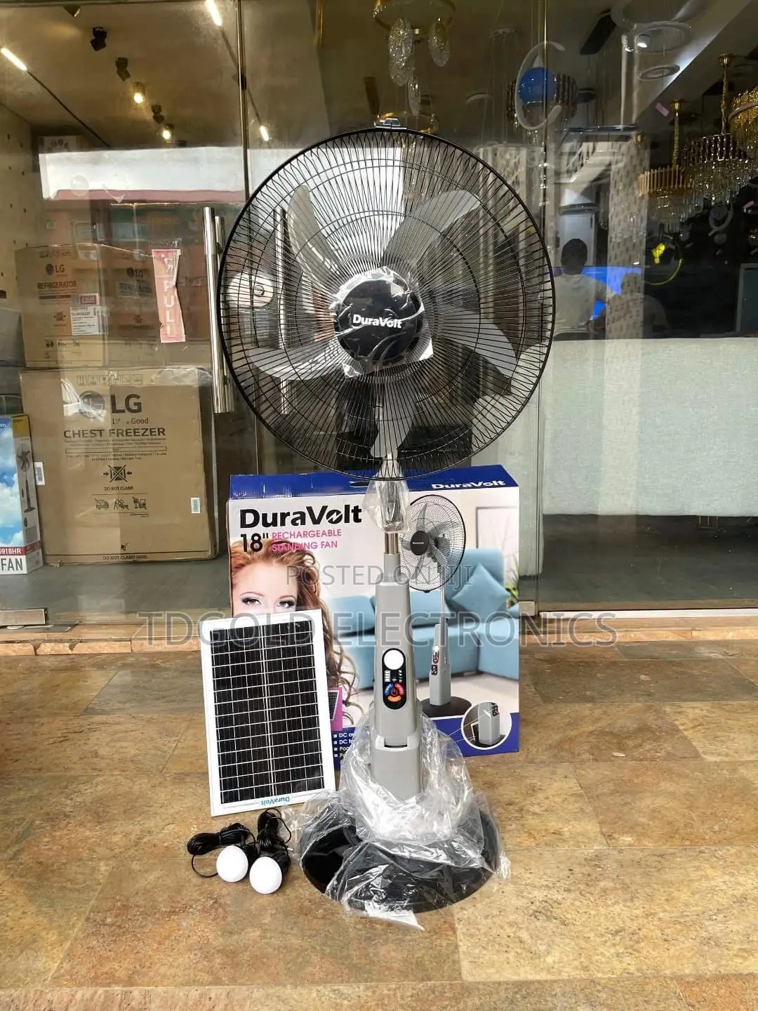 Duravolt 18′′ Solar Rechargeable Standing Fan (With Solar Panel 2 Bu