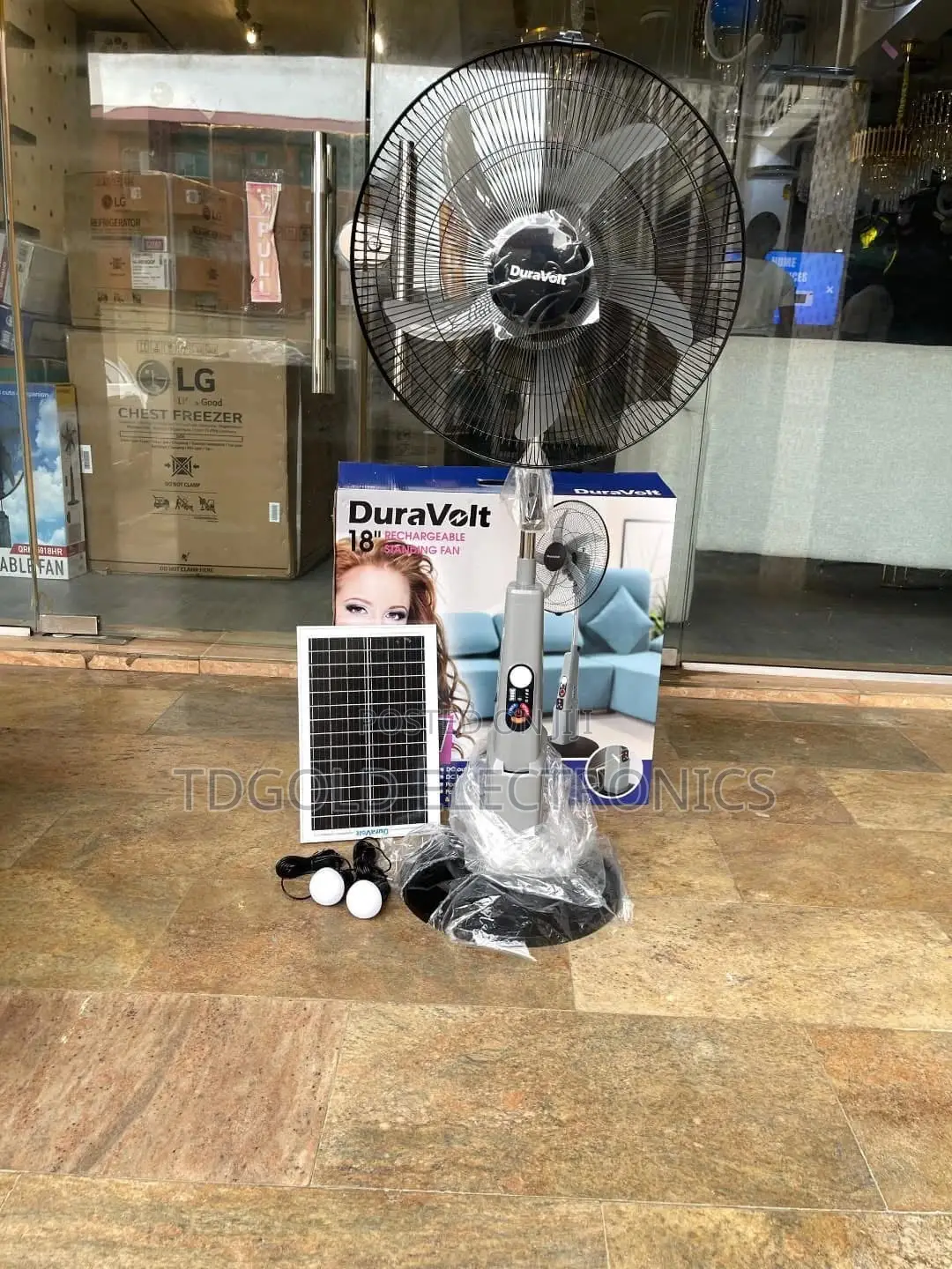 Duravolt 18′′ Solar Rechargeable Standing Fan (With Solar Panel 2 Bu