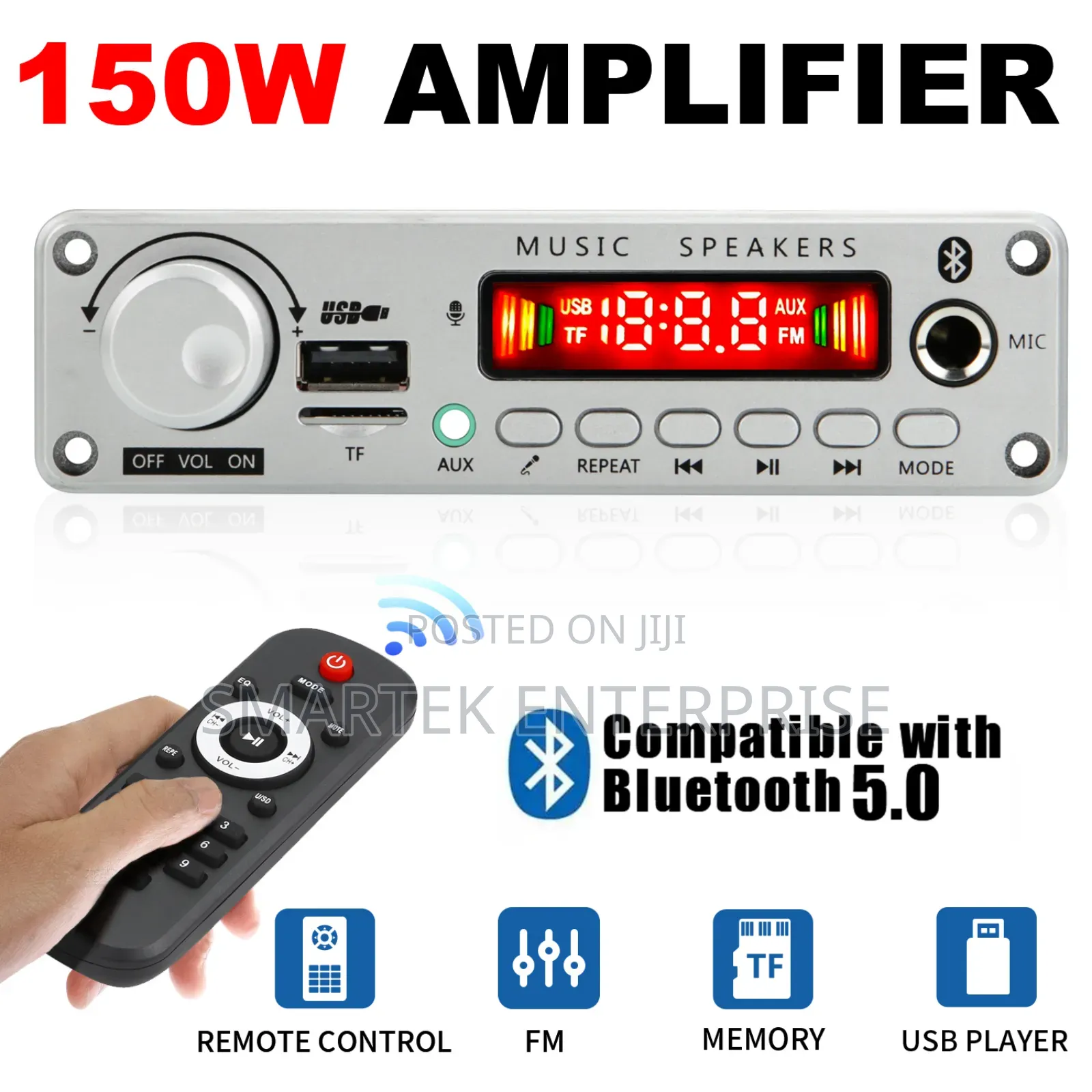 Car Amplifier Bluetooth 12v Microphon Fm Radio Audio Music Player