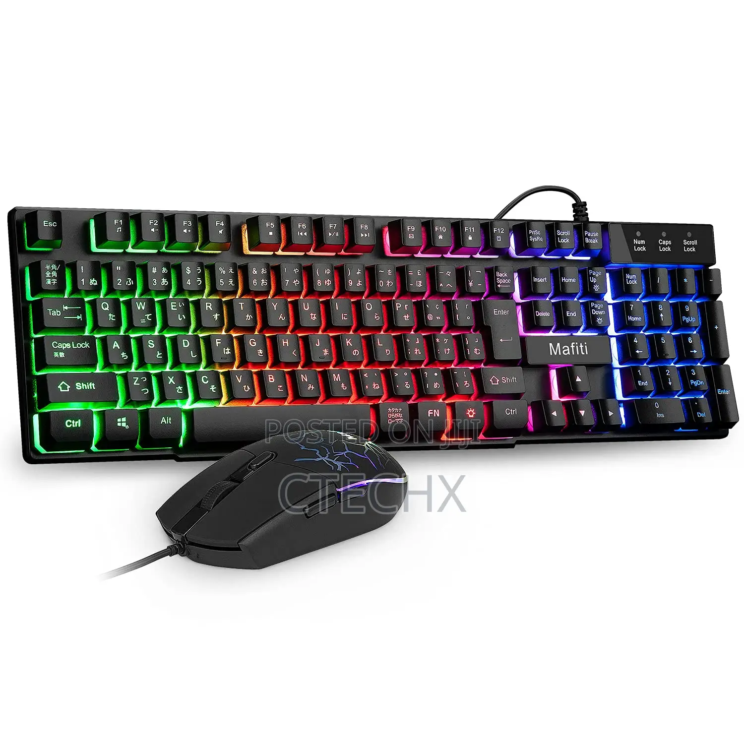 Mafiti Keyboard And Mouse Set, Rainbow Colours For Gaming And Office