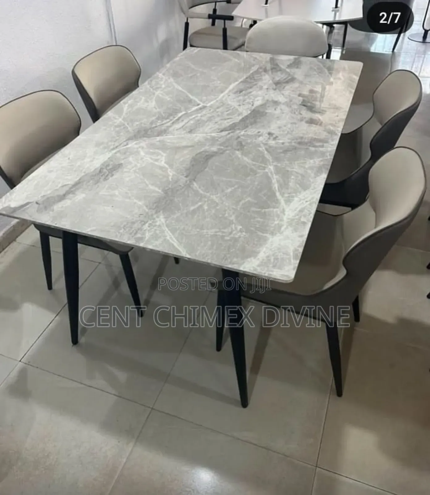 Plain Leather Dinning Chairs and Table
