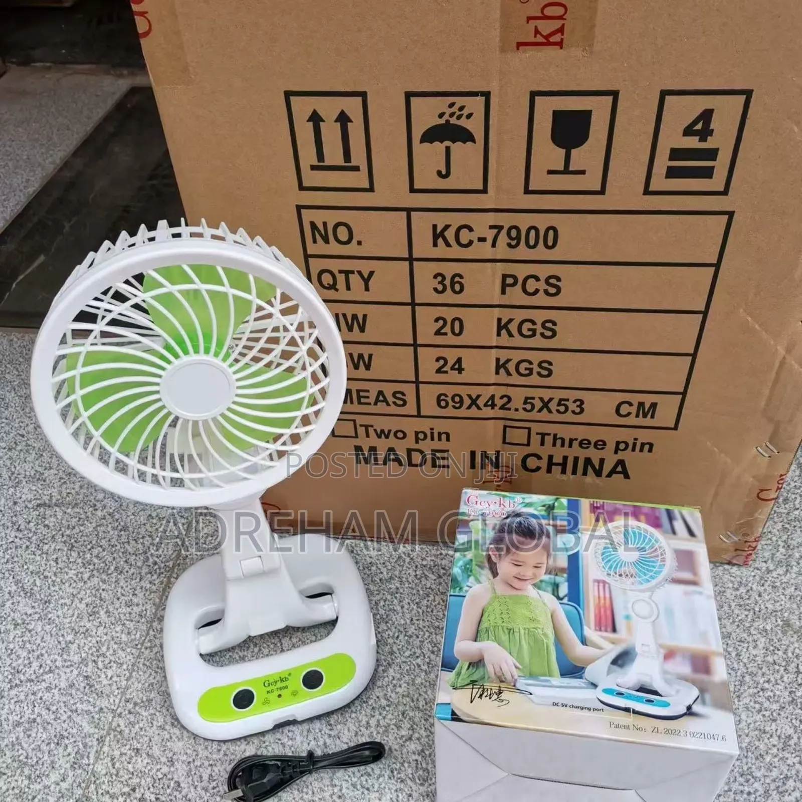 Kc-7900 Strong Quality Foldable Rechargeable Table Fan With Led Light