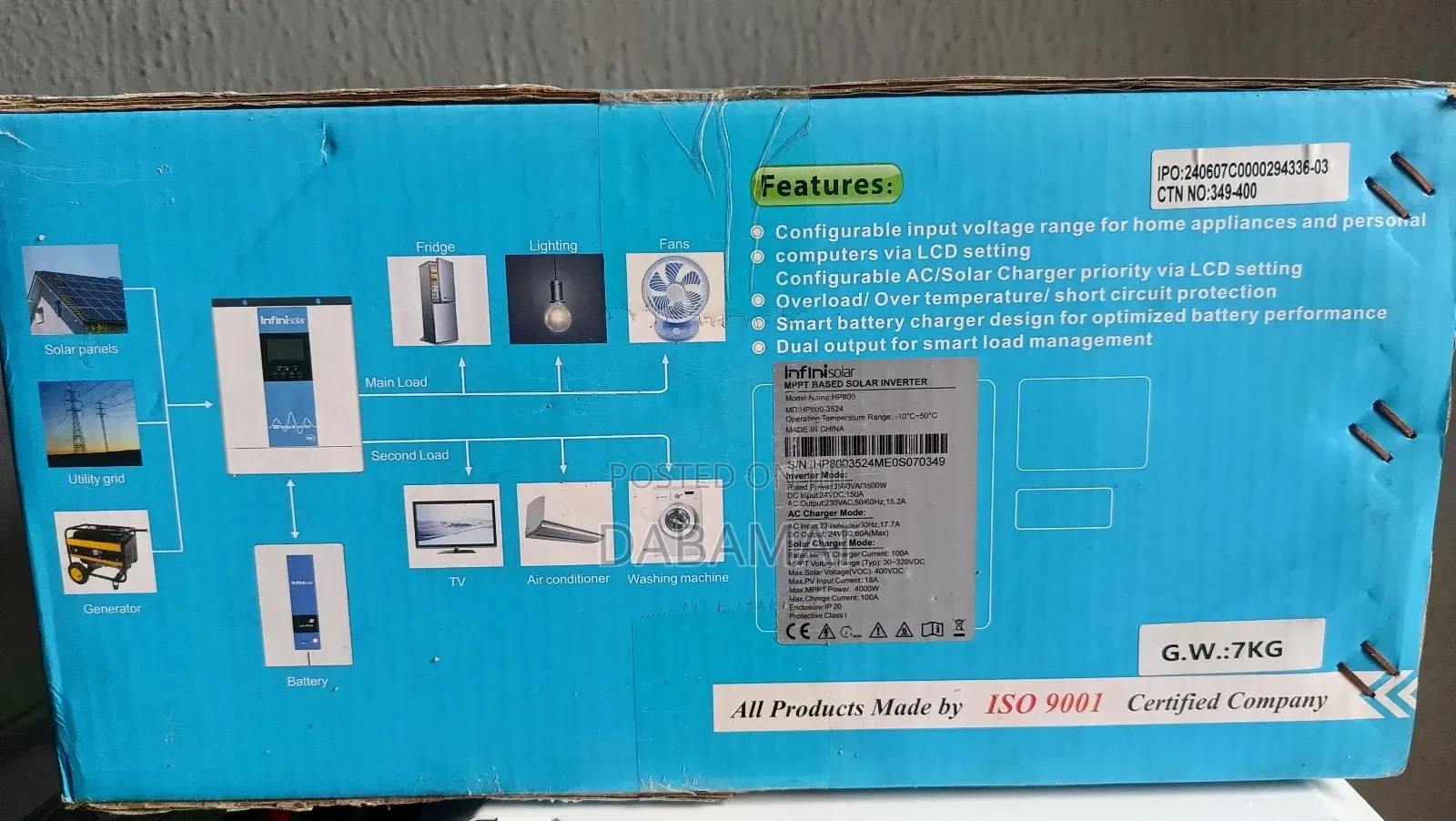 Infini 3.5kva 24v Hybrid 100a Solar MPPT Inverter