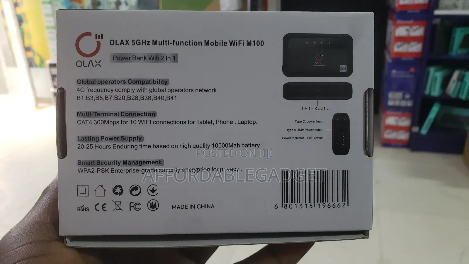 Olax Power Bank With Wifi 6 M100 5g 10000mah Battery