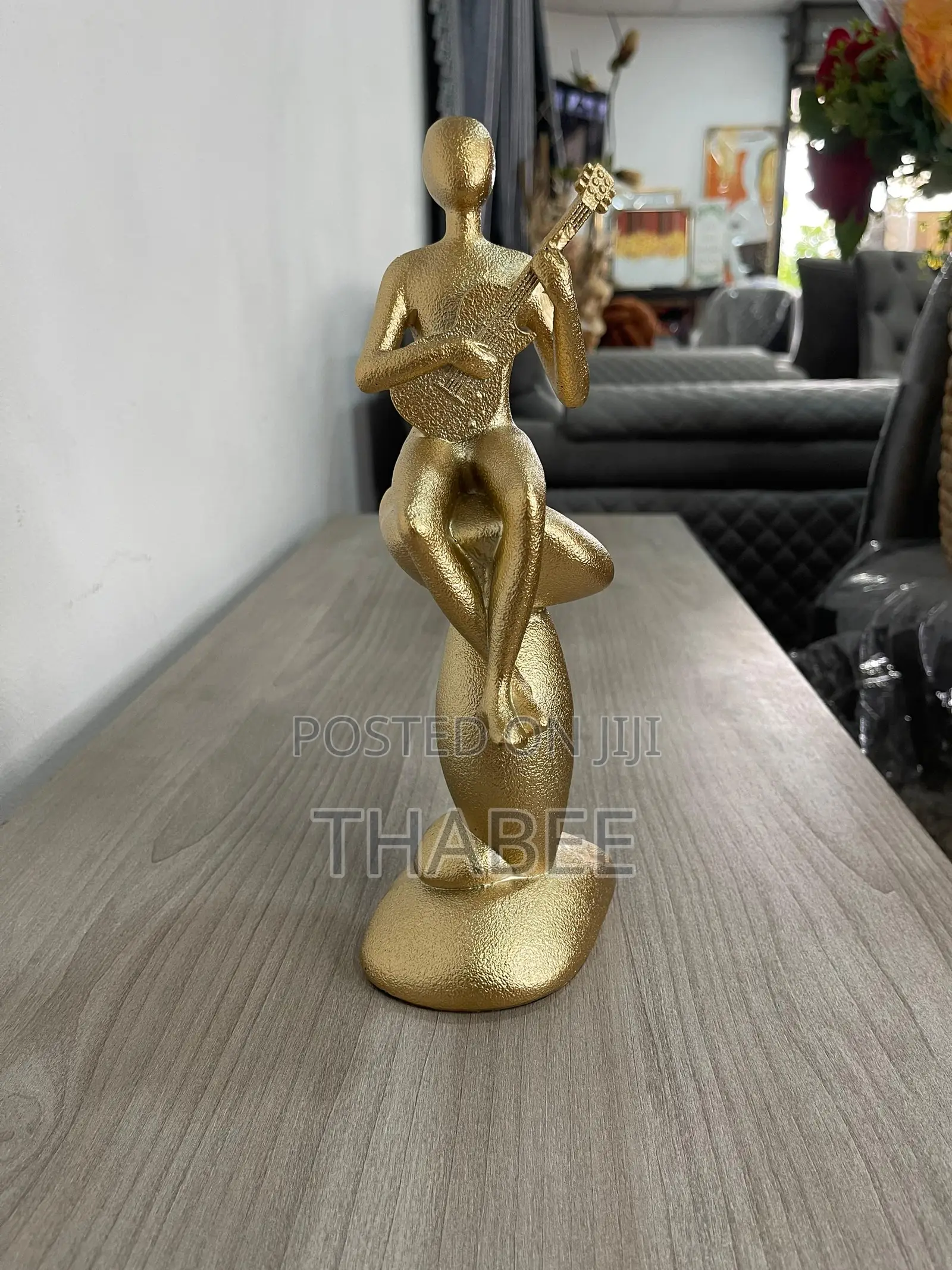 Guitar Man Gold Abstract Figurine