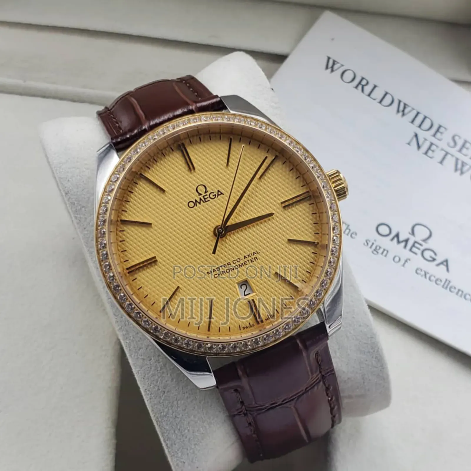 Omega-Inspired Chronometer Automatic Watch With Leather Strap