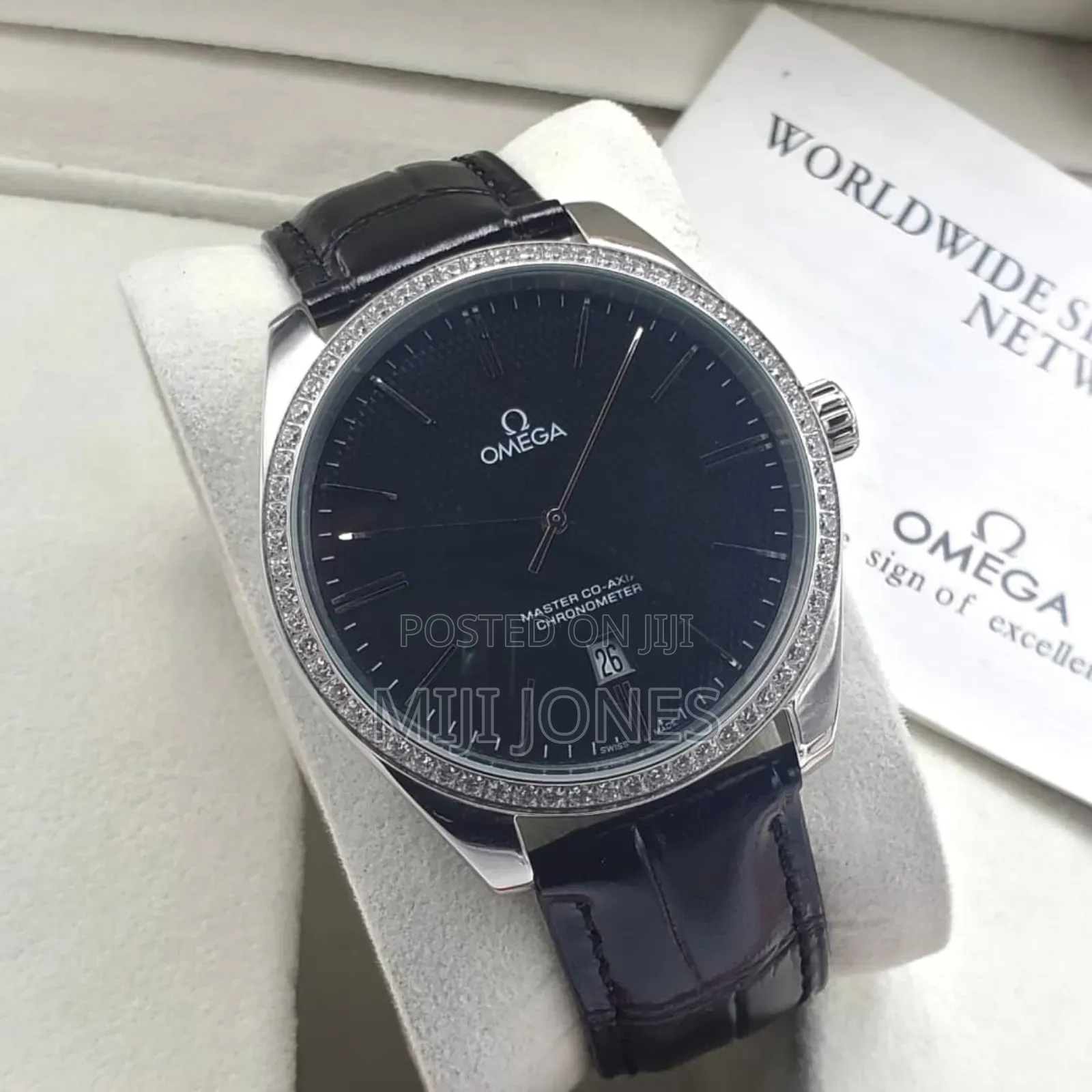 Omega-Inspired Chronometer Automatic Watch With Leather Strap