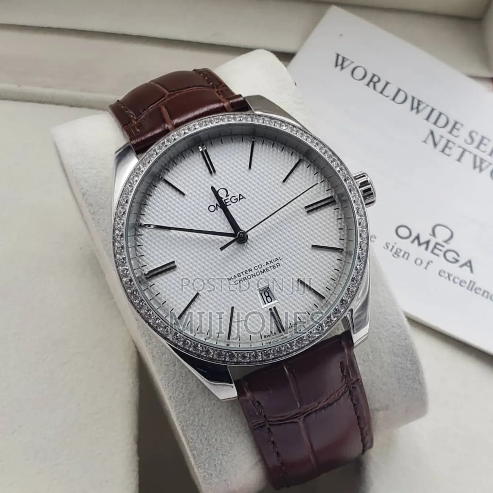 Omega-Inspired Chronometer Automatic Watch With Leather Strap