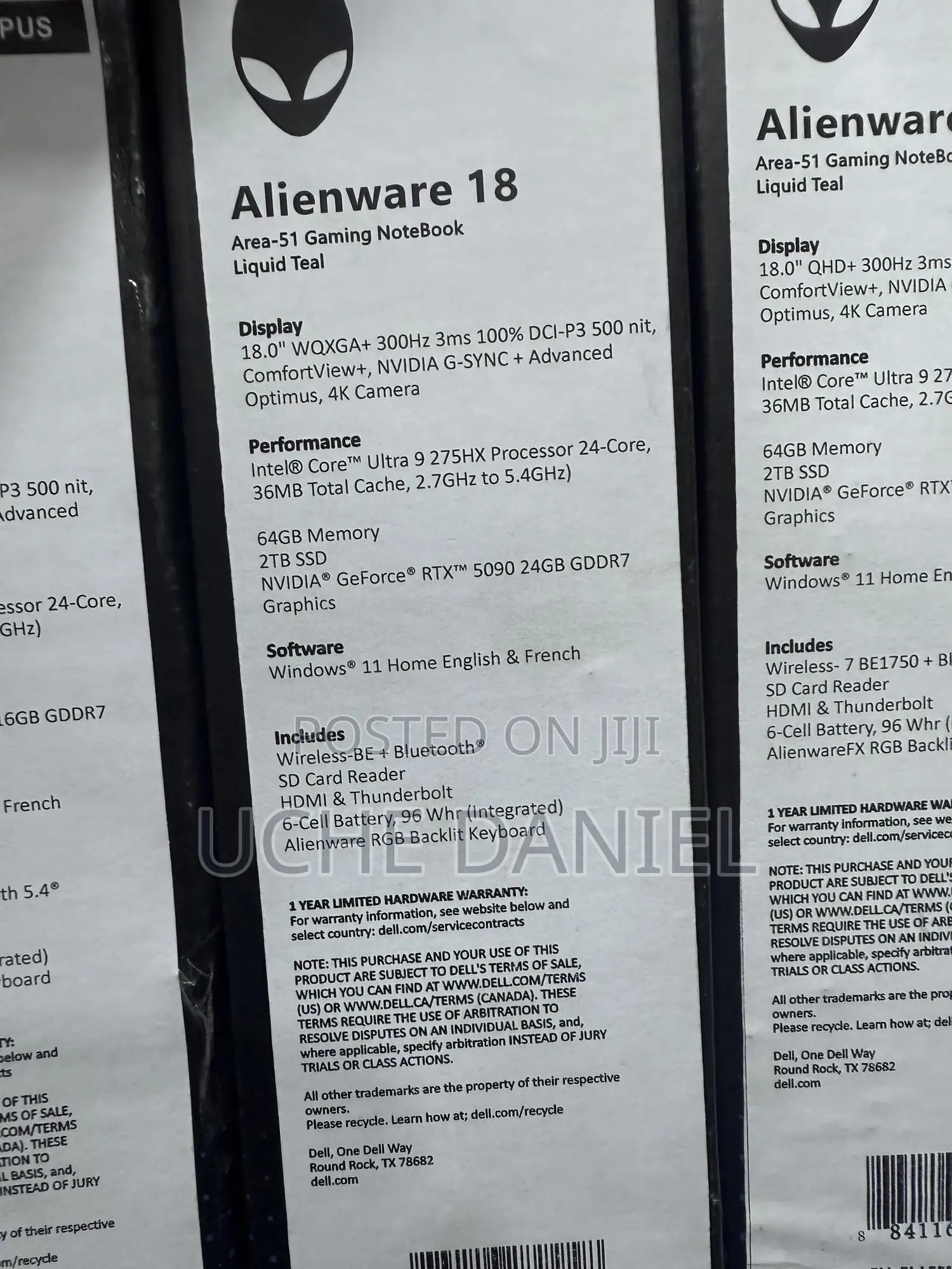 New Laptop Dell Alienware Area-51 64GB Intel Core Ultra 9 SSD 2T