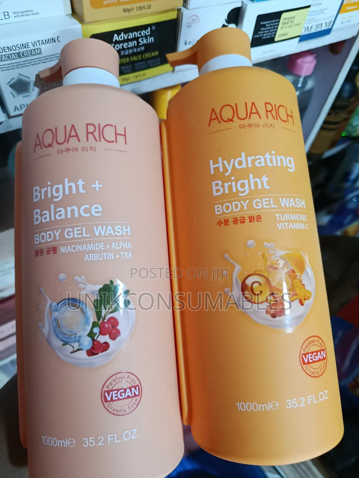 Aqua Rich Bright Balance + Hydrating Body Gel Wash Lotion 1000ml