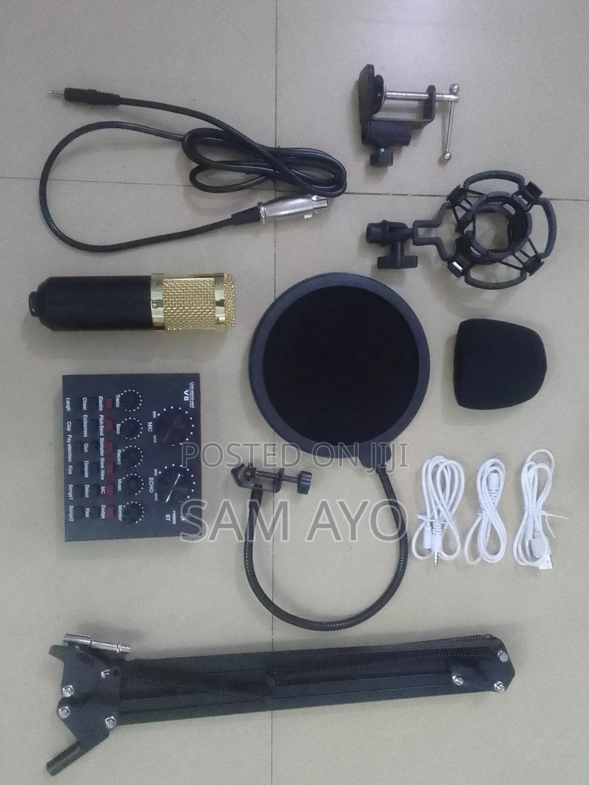 Professional Condenser Microphone + V8 Sound Card