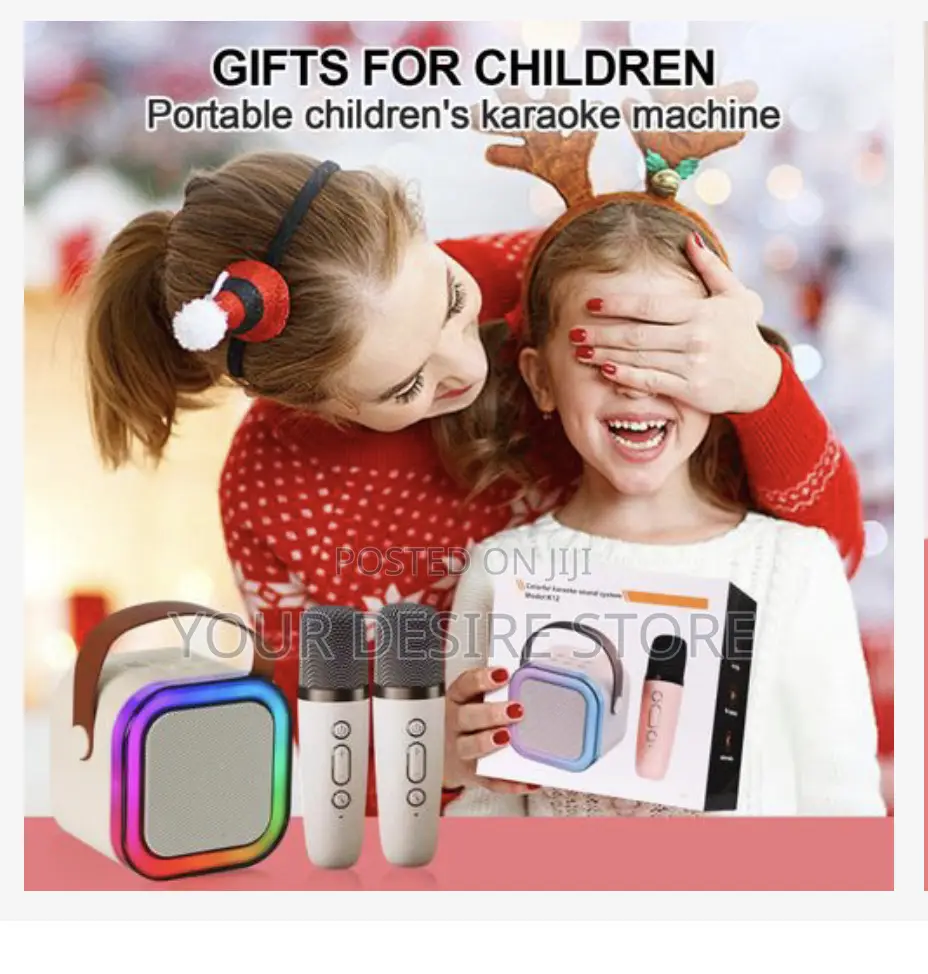 Portable Bluetooth Speaker 2 Wireless Microphones Kids Karaoke Machine