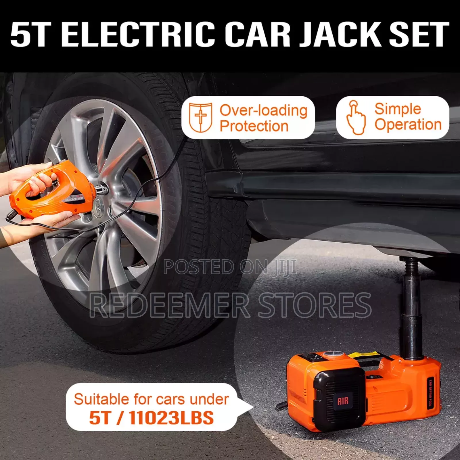 Hydraulic Car Jack +Tire Pump + Electric Wrench Led Light Display